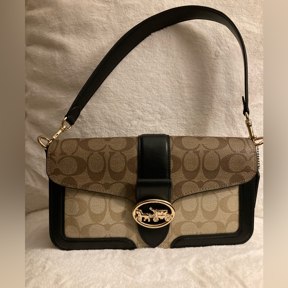Coach Georgie Shoulder Bag In Blocked Signature Canvas. Multi.